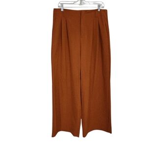A New Day Wide Leg High Rise Trouser Pants 14 Burnt Orange Work Office Dresspant